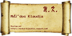 Módos Klaudia névjegykártya
